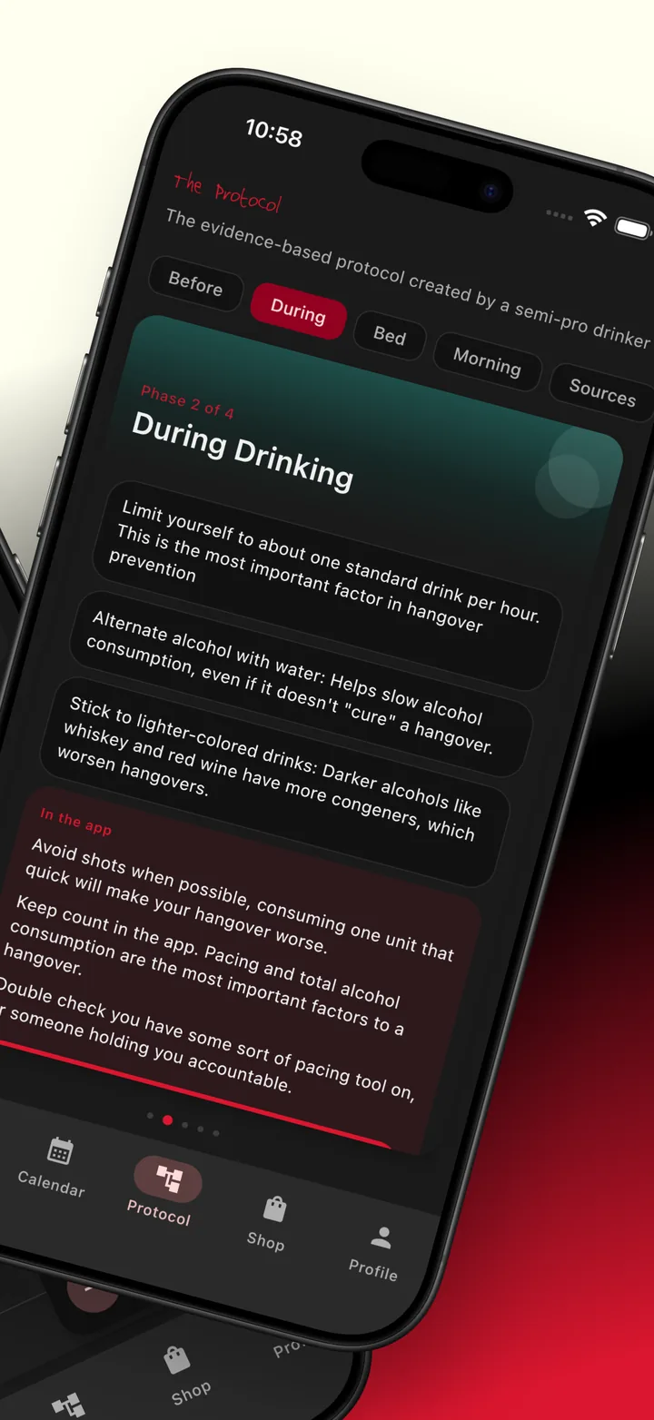 The protocol's during-drinking phase